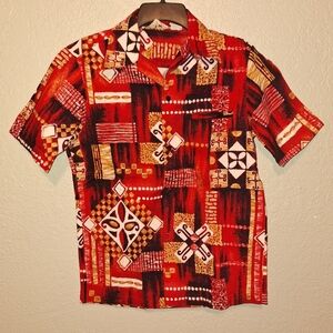 Vintage 1960s Hawaiian Shirt Sears Styled In Hawaii Barkcloth Small